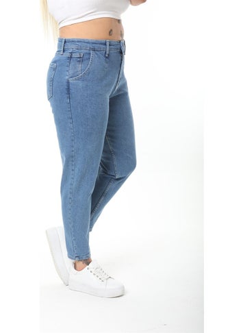 Cedy Denim Women's Plus Size Pleated Mom Jeans C600  - Image 5