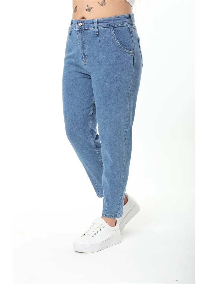 Cedy Denim Women's Plus Size Pleated Mom Jeans C600