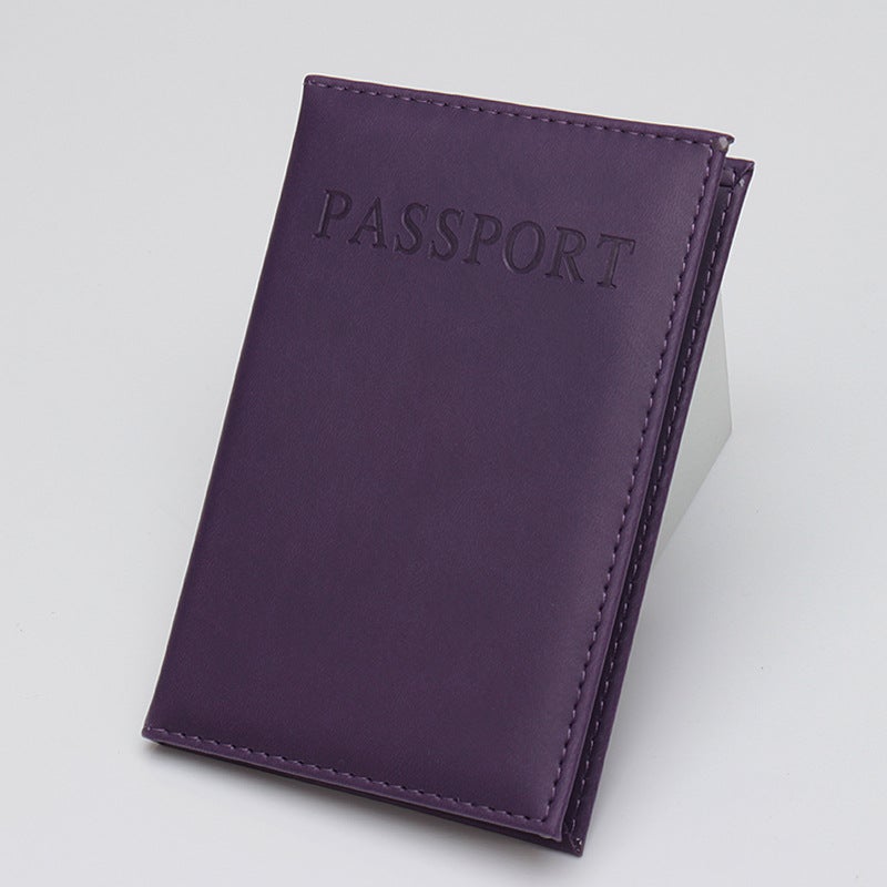 Custom Logo Leather Passport Holder Purple 