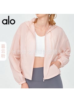 Generic Alo Summer Ice Silk UPF50+ Sun Protection Hooded Yoga Jacket Twilight Cloud Powder 