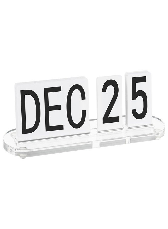 Homakover Mini Acrylic Perpetual Desk Calendar for Desk, Daily Desktop Calendar with Acrylic Month Date Large Display Blocks, Farmhouse Vintage Office Desk Accessory for Home Office Decor, Reusable Yearly - Image 1