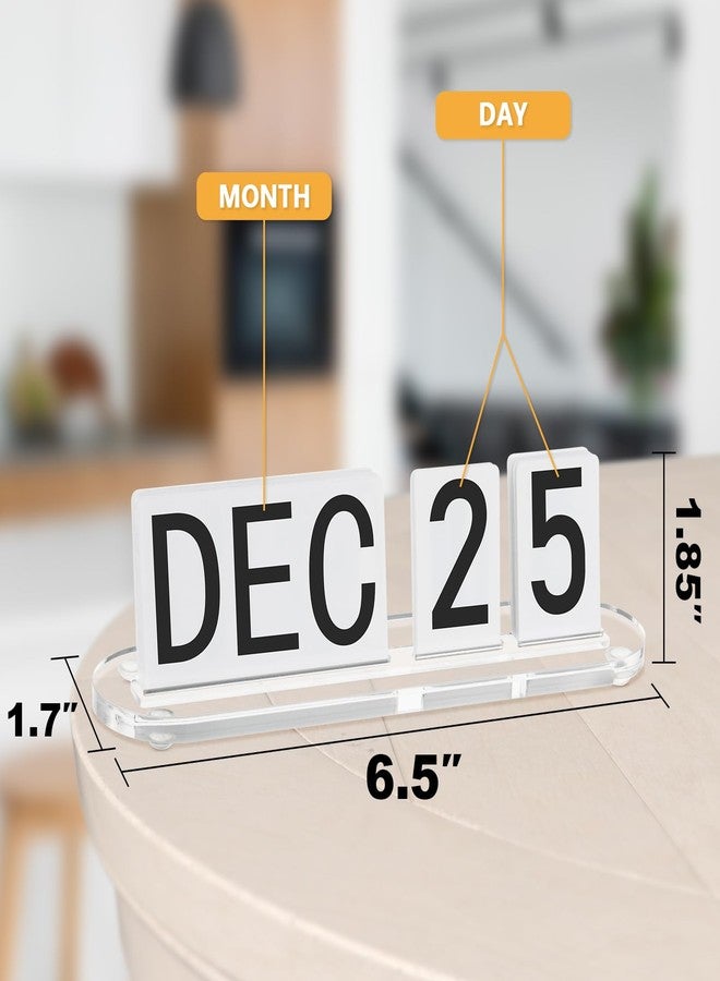 Homakover Mini Acrylic Perpetual Desk Calendar for Desk, Daily Desktop Calendar with Acrylic Month Date Large Display Blocks, Farmhouse Vintage Office Desk Accessory for Home Office Decor, Reusable Yearly - Image 2