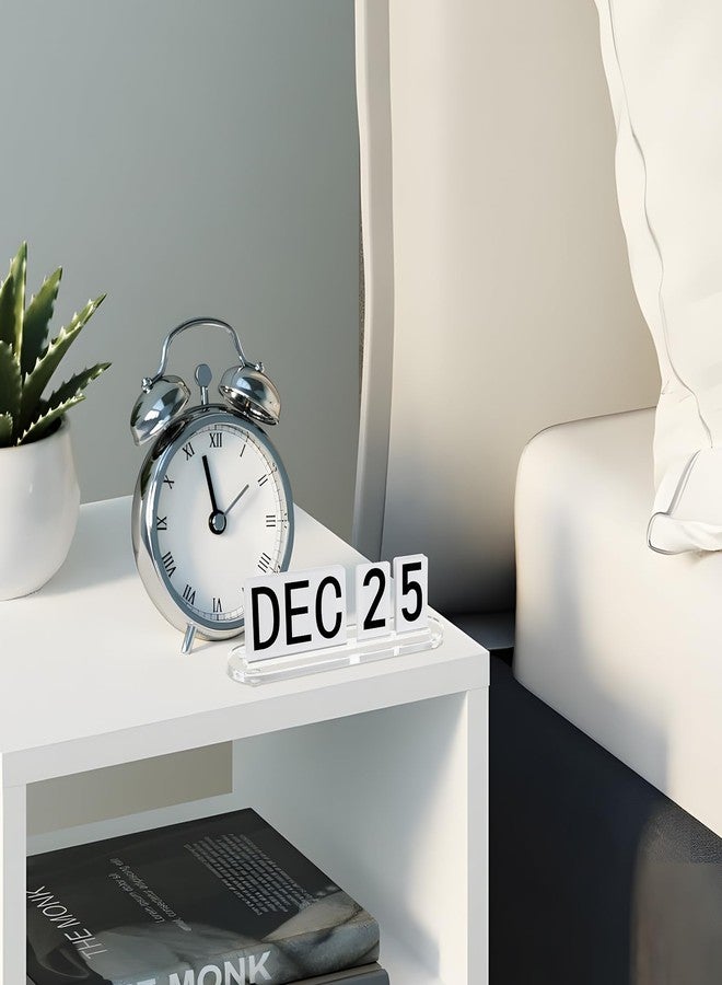 Homakover Mini Acrylic Perpetual Desk Calendar for Desk, Daily Desktop Calendar with Acrylic Month Date Large Display Blocks, Farmhouse Vintage Office Desk Accessory for Home Office Decor, Reusable Yearly - Image 5