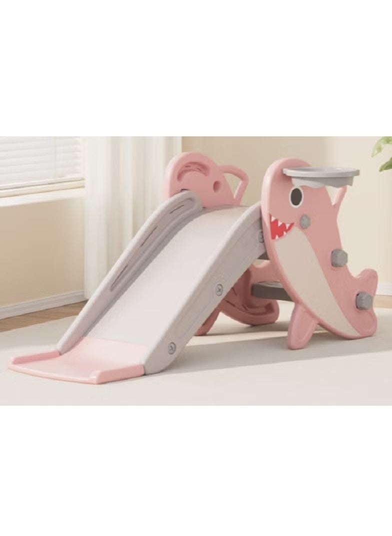 فول جوي زحليقه اطفال صغيرة 2 في 1 شريحة مع طوق كرة السلة، زحليقه قابلة للطي للأطفال الصغار الأولاد والبنات المتسلقين، ألعاب داخلية وخارجية - Image 3