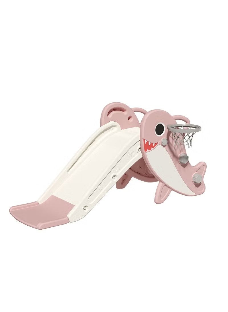 فول جوي زحليقه اطفال صغيرة 2 في 1 شريحة مع طوق كرة السلة، زحليقه قابلة للطي للأطفال الصغار الأولاد والبنات المتسلقين، ألعاب داخلية وخارجية - Image 1