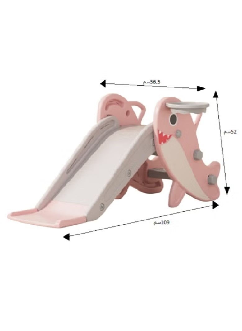 فول جوي زحليقه اطفال صغيرة 2 في 1 شريحة مع طوق كرة السلة، زحليقه قابلة للطي للأطفال الصغار الأولاد والبنات المتسلقين، ألعاب داخلية وخارجية - Image 2