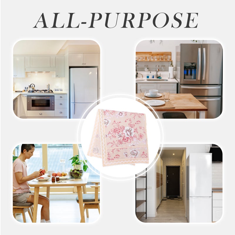 2pcs Flower Pattern Refrigerator Cover Household Fridge Protector (Khaki) - Image 5