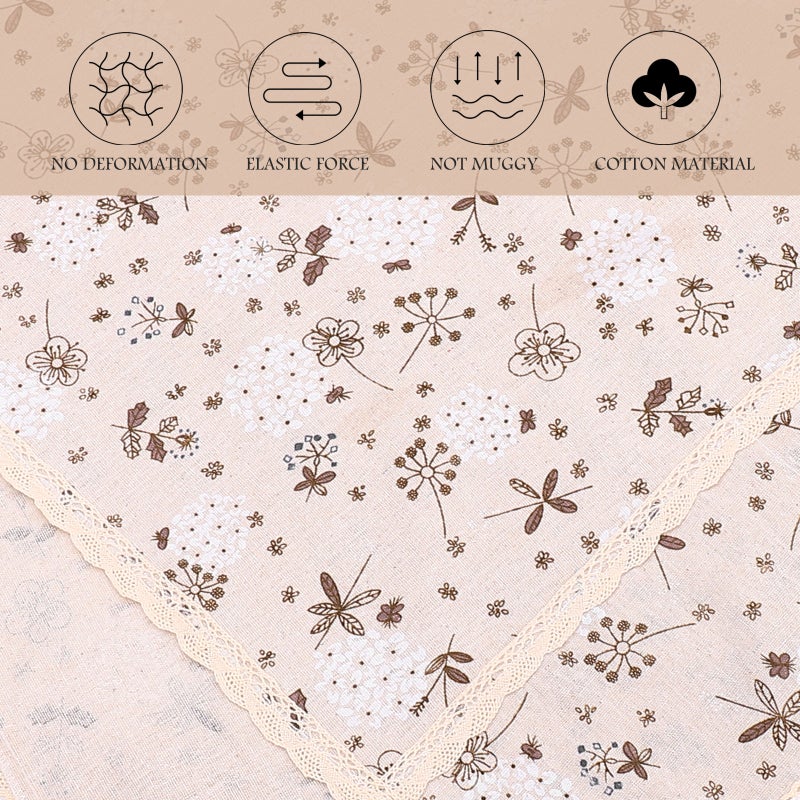 2pcs Flower Pattern Refrigerator Cover Household Fridge Protector (Khaki) - Image 2