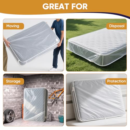 CHUPER Queen Mattress Bags for Moving and Disposal – Waterproof Queen Mattress Plastic Cover for Moving - Image 5