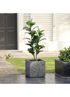 SereneLife 3-Piece Elegant Design Square Fibreclay Planter Set Grey 41.5 x 44 x 44 cm WXP1409ABC  - Image 2