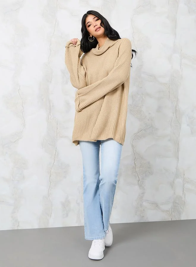 ستايلي Oversized Longline Chunky Knit Sweater