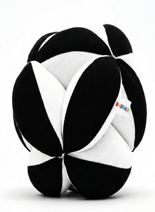 B4BRAIN Newborn Baby Rattle Clutch Ball | Hanging Toy Crib, Stroller, Car Seat | Montessori, Teething Safe | Soft, Black & White | Infant Development | Baby Shower Gift | 0,1,2,3,6 Months to 1 Year - Image 1