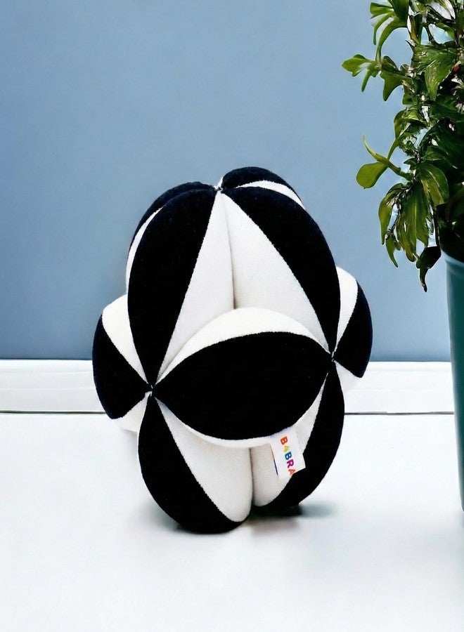 B4BRAIN Newborn Baby Rattle Clutch Ball | Hanging Toy Crib, Stroller, Car Seat | Montessori, Teething Safe | Soft, Black & White | Infant Development | Baby Shower Gift | 0,1,2,3,6 Months to 1 Year - Image 4