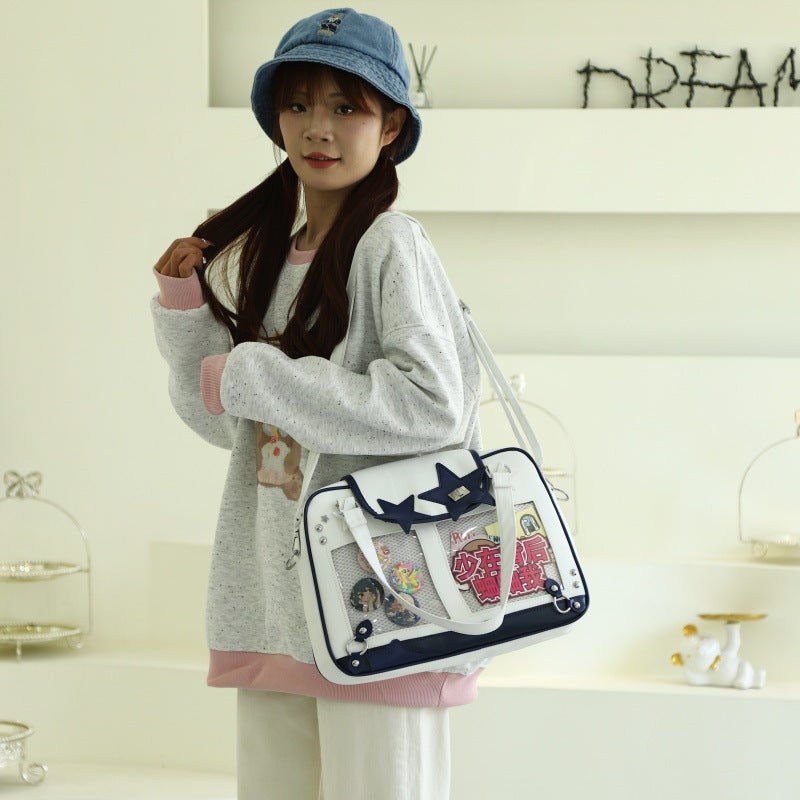 Japanese-Style Color-Blocking Single Shoulder Bag, Youthful Campus Style Versatile Handbag, High-End Niche Trendy Bag - Image 3