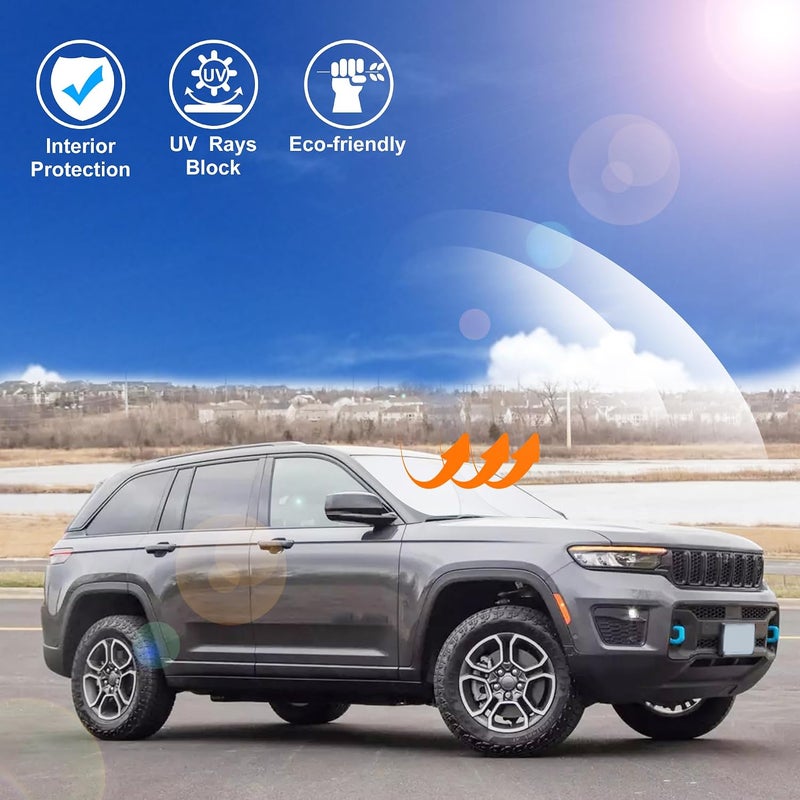 LHFLIVE Windshield Sun Shade Custom Fit for 2022 2023 2024 2025 2026 Jeep Grand Cherokee 4XE Accessories Foldable Window Sunshade Protect Car from Sun Rays & Heat Damage Keeps Car Cooler - Image 5