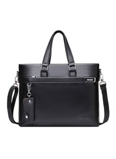 Casual Leather Business Briefcase With Small Key Bag Black