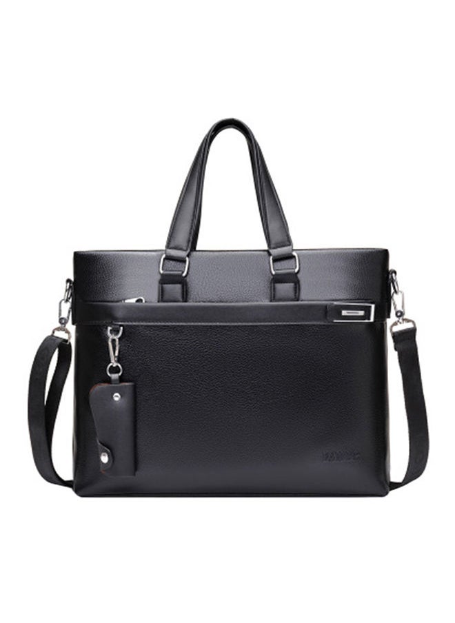 NIBEMINENT - Casual Leather Business Briefcase With Small Key Bag Black - Image 1