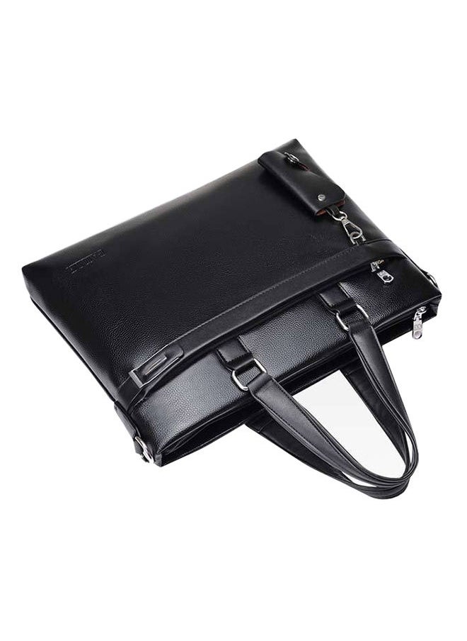 NIBEMINENT - Casual Leather Business Briefcase With Small Key Bag Black - Image 1
