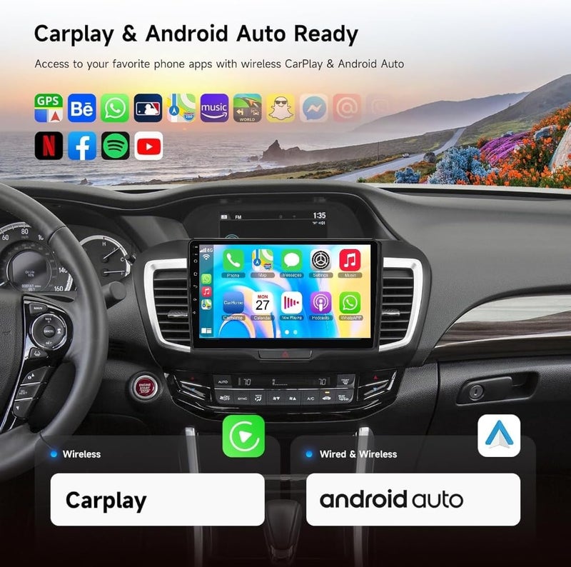 فيريكس شاشة أندرويد لسيارة هوندا أكورد 2013–2017 مع CarPlay و Android Auto لاسلكي، نظام ملاحة GPS، بلوتوث، كاميرا خلفية 1080P بزاوية 360 درجة (4+32GB) - Image 4