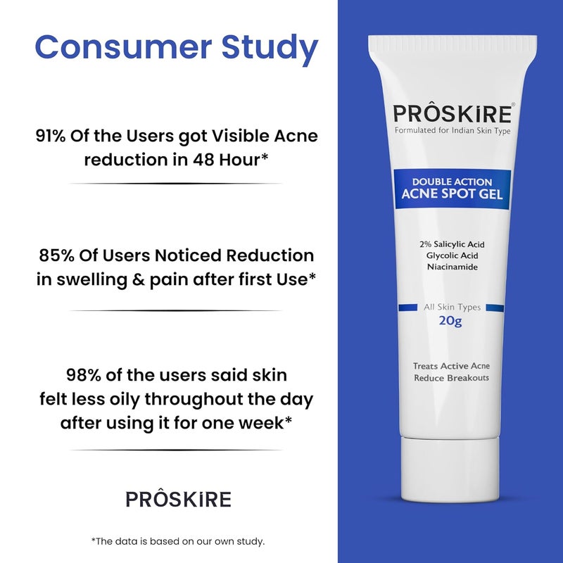 Proskire Double Action Acne Spot Gel For Acne Pimples Blackheads Whiteheads  Oil Control - Image 3