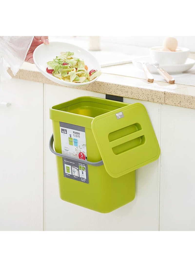 shopurb shopurb Hanging Small Trash Can with Lid Under Sink for KitchenCompost Bin Indoor Kitchen Sealed Food Waste Bin for Countertop Mountable Garbage Can for Bathroom Dustbin 5L  - Image 1