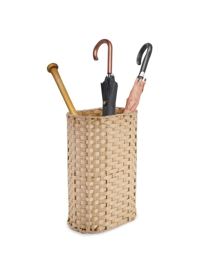 PEMAR Wicker Umbrella Holder Indoor Outdoor, Hand Woven Umbrella Stand Basket Cane Holder Stand Decorative Umbrella Rack for Home, Entryway Rustic Farmhouse Multipurpose Narrow Tall Basket (Natural) - Image 1