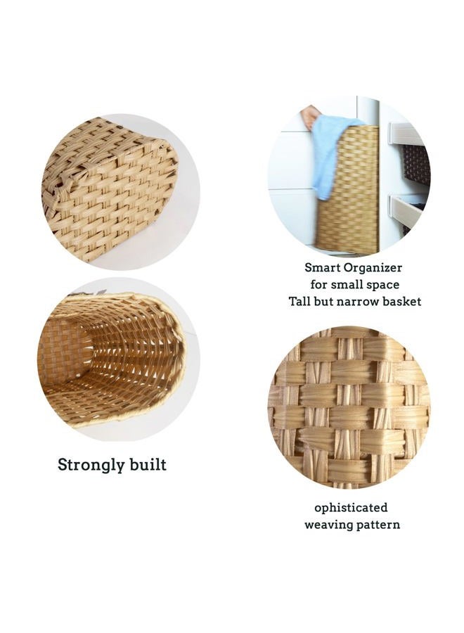 PEMAR Wicker Umbrella Holder Indoor Outdoor, Hand Woven Umbrella Stand Basket Cane Holder Stand Decorative Umbrella Rack for Home, Entryway Rustic Farmhouse Multipurpose Narrow Tall Basket (Natural) - Image 3
