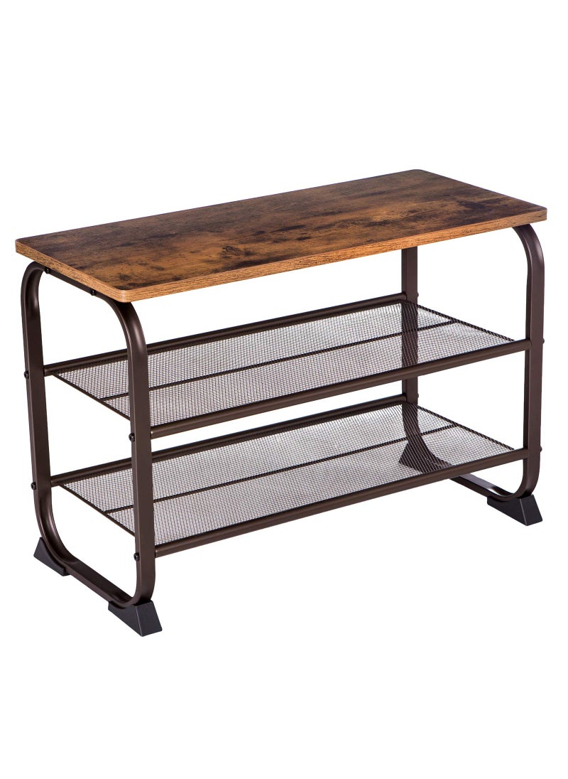 VASAGLE VASAGLE Shoe Bench Rack 3Tier Storage Shelf for Entryway Hallway Living Room Industrial Accent Furniture with Steel Frame 118 x 260 x 177 Inches Rustic Brown 