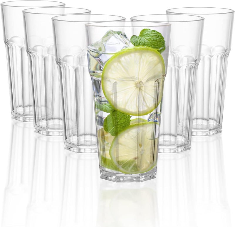 WRINGO 400 ML Water Glass Tumbler Highball Glasses Clear Iced Tea and Glasses for Drinking Cocktail Juice Milkshake Coke Soda Dishwasher Safe Pack of 6 - Image 1