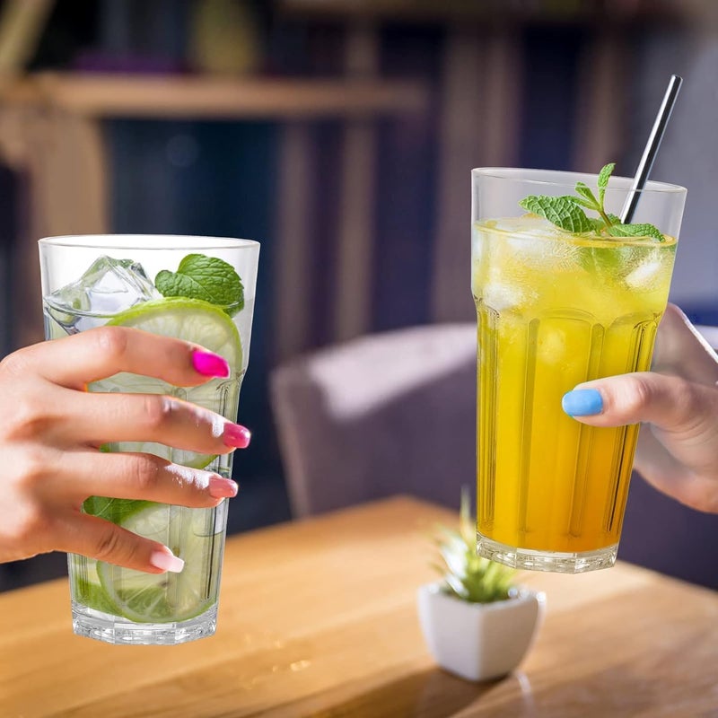 WRINGO 400 ML Water Glass Tumbler Highball Glasses Clear Iced Tea and Glasses for Drinking Cocktail Juice Milkshake Coke Soda Dishwasher Safe Pack of 6 - Image 3