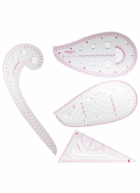 Pattern Sewing Rulers Set, 4 Styles Plastic Sew French Curve Ruler, Metric Curve Shaped Rulers for Designers and Tailors, Perfect for Drawing, Craft, Sewing Project and DIY (style A-4PCS)