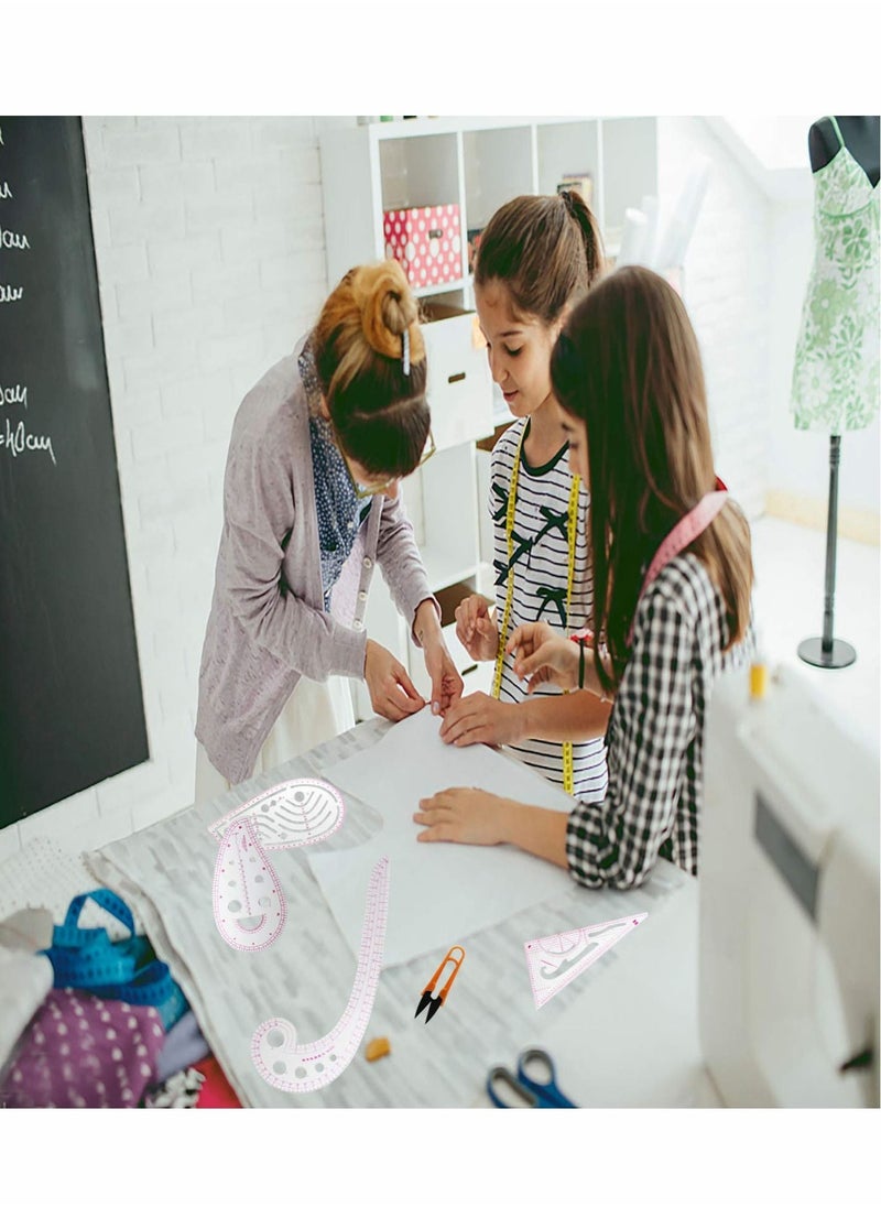 Pattern Sewing Rulers Set, 4 Styles Plastic Sew French Curve Ruler, Metric Curve Shaped Rulers for Designers and Tailors, Perfect for Drawing, Craft, Sewing Project and DIY (style A-4PCS)