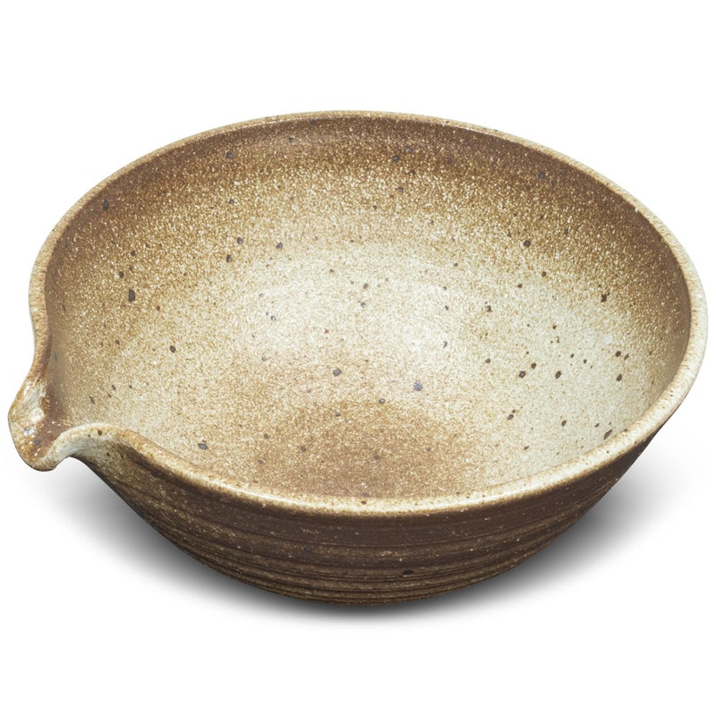 ELITEA Matcha Green Tea Bowl Chawan with Spout Pottery Clay Large - Image 1