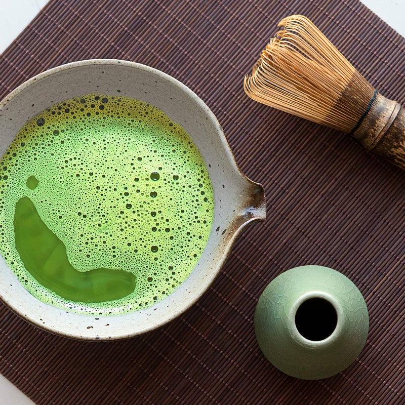 ELITEA Matcha Green Tea Bowl Chawan with Spout Pottery Clay Large - Image 3