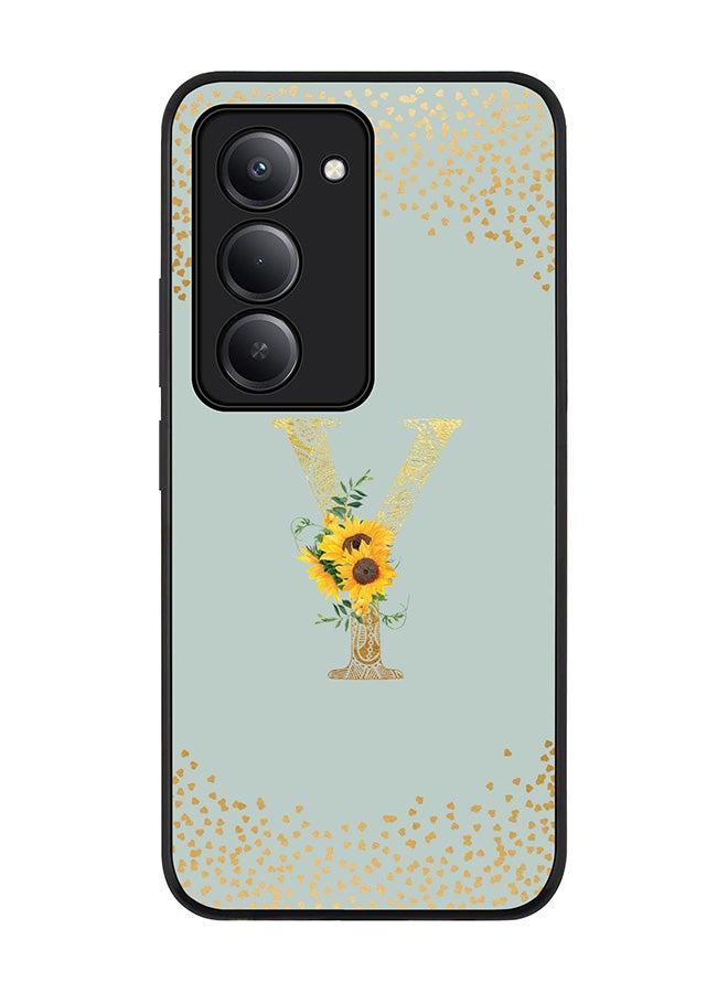Stylizedd For Xiaomi Redmi 15 5G Case,Slim fit Camera Protection, Shockproof Thin Phone cover  - Custom Floral Monogram - Y  (Light Grey ) - Image 1