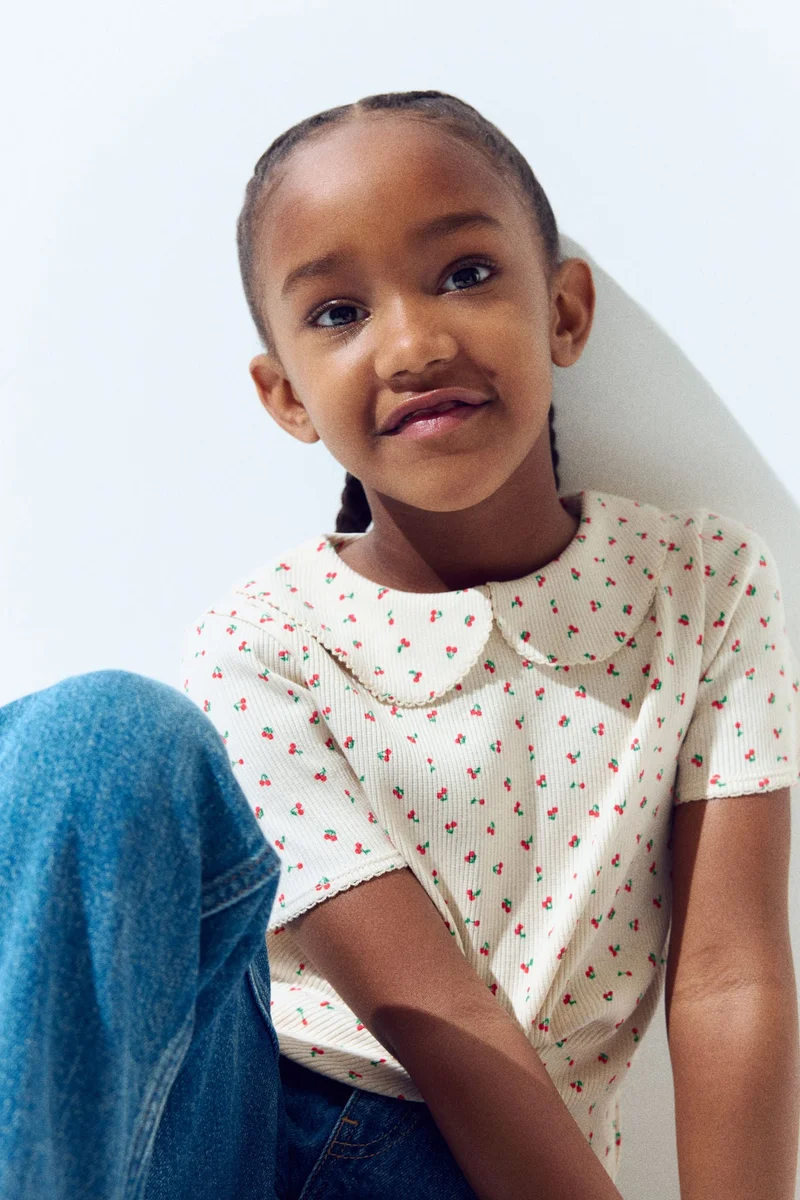 H&M Picot-trimmed cotton top