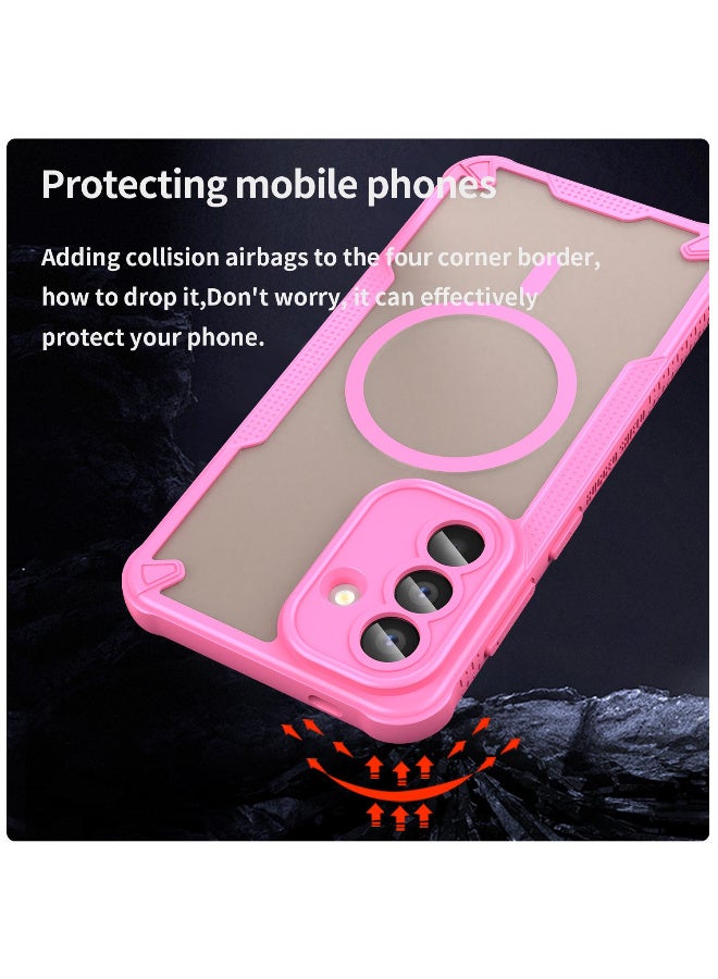 غطاء حمايه لهاتف سامسونج ايه 37 فايف جي جراب ارمور مغناطيسي ياتي بحواف مرتفعة حول الشاشة وعدسة الكاميرا تساعد على منع الخدوش - وردي - Image 4