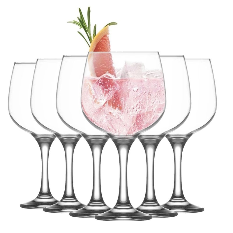 LAV 6x Clear 730ml Combinato Gin Balloon Glasses  Large Long Stem Bowl Shaped GT Cocktail Drinking Copa Tonic Glass Gift Set