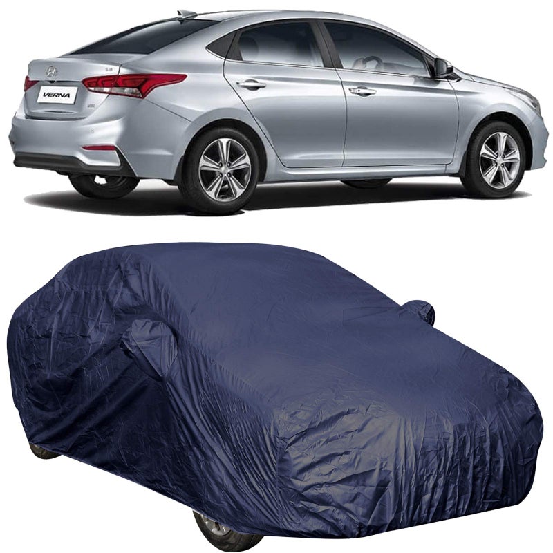 The Autostory 190 Taffeta Water Resistant Car Body Cover Compatible with Hyundai Verna Fluidic (2017 to 2019) with Mirror Pockets (NavyWP/Navy Blue) - Image 5