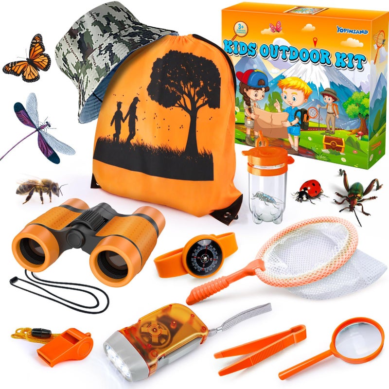 YOPINSAND Kids Explorer Kit Bug Catcher Kit Camping Gear for Kids Outdoor Exploration Set with Backpack Hat Binoculars Ideal Outdoor Camping Adventure Toys for Boys Girls 312 - Image 3