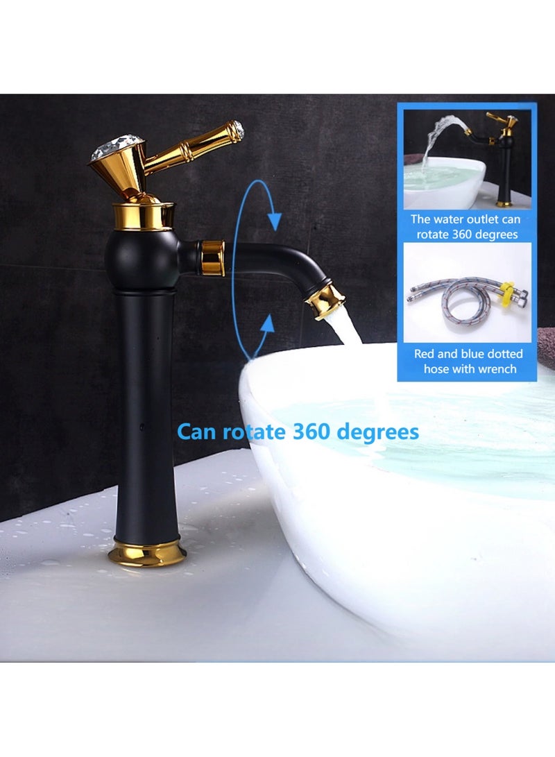 Loquat Water Faucet, household washbasin faucet, retro sink single handle faucet, solid brass long nozzle, 360 ° multi directional rotation, suitable for kitchen, bathroom, washbasin - Image 4