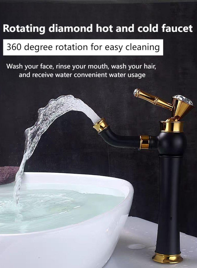 Loquat Water Faucet, household washbasin faucet, retro sink single handle faucet, solid brass long nozzle, 360 ° multi directional rotation, suitable for kitchen, bathroom, washbasin - Image 5