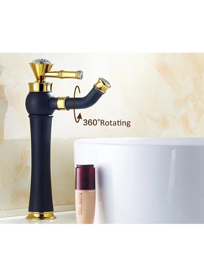 Loquat Water Faucet, household washbasin faucet, retro sink single handle faucet, solid brass long nozzle, 360 ° multi directional rotation, suitable for kitchen, bathroom, washbasin - Image 2