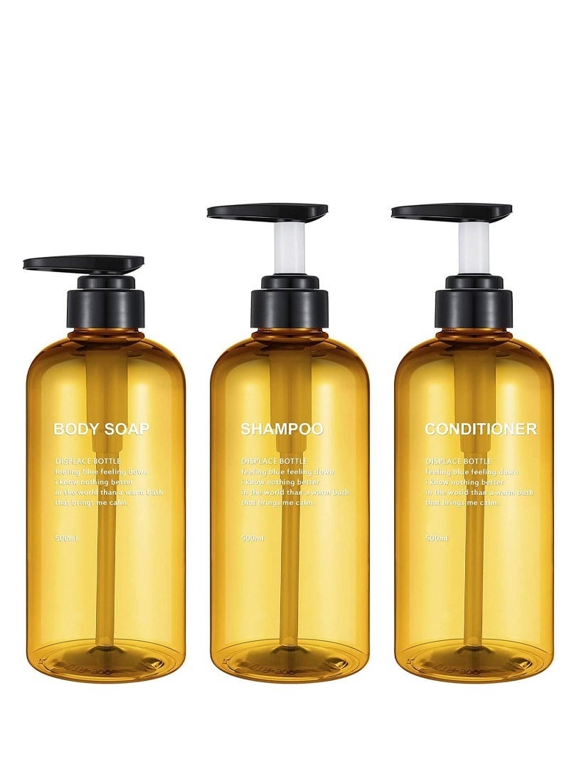 كيلا زجاجات مضخة فارغة، موزع جل لليدين، زجاجات بلاستيكية سعة 500 مل مع حاويات صابون قابلة لإعادة التعبئة للاستخدام في الحمام والمطبخ - لوشن وشامبو وبلسم وجل استحمام، عبوة من 3 قطع - Image 1