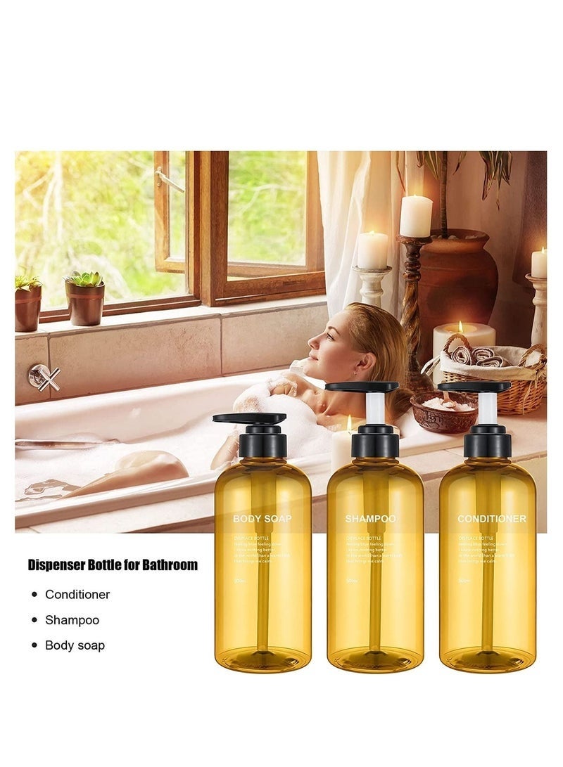 كيلا زجاجات مضخة فارغة، موزع جل لليدين، زجاجات بلاستيكية سعة 500 مل مع حاويات صابون قابلة لإعادة التعبئة للاستخدام في الحمام والمطبخ - لوشن وشامبو وبلسم وجل استحمام، عبوة من 3 قطع - Image 2