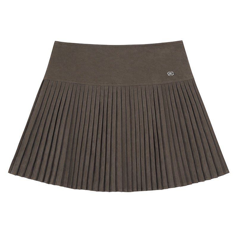 High Waist Pleated Skirt Plus Size Brown coffee color 