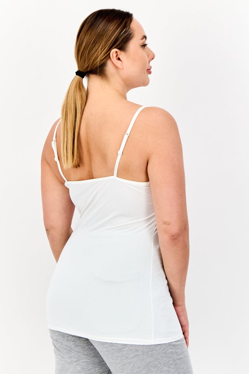 bebe Women 2 Pieces Solid Sleeveless Tops, White/Tan  - Image 2