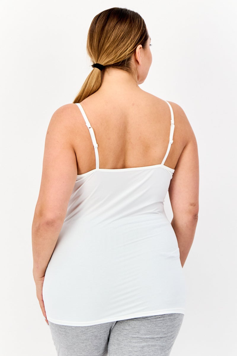 bebe Women 2 Pieces Solid Sleeveless Tops, White/Tan  - Image 5