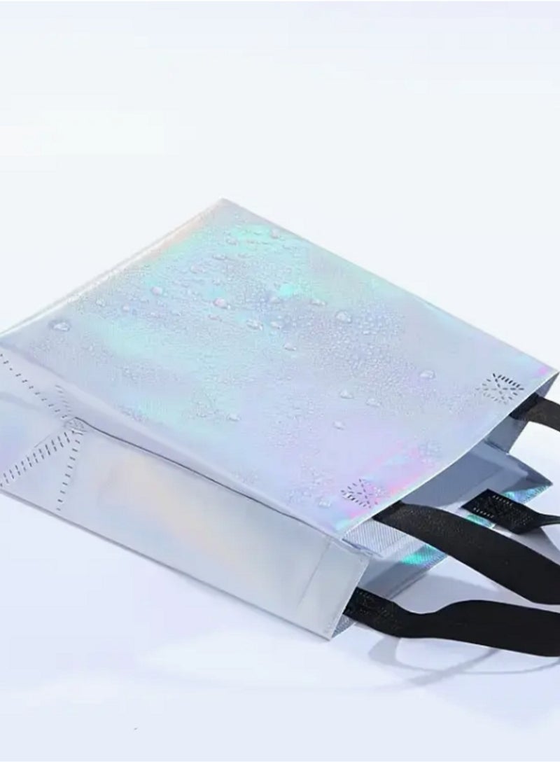 20-Pack Reusable Holographic Polypropylene Gift Bags with Black Handles, Perfect for Parties Birthdays - Image 3
