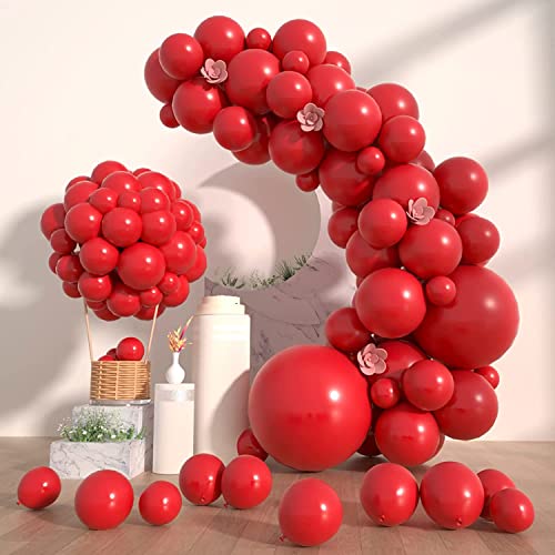 atorakushon Latex Red Color 10" Inch Rubber Pastel Balloons Pack Of 100pcs With Air Balloon Pump Decoration Happy Birthday Party Supplies Wedding Anniversary Office Party Purpose House party - Image 3